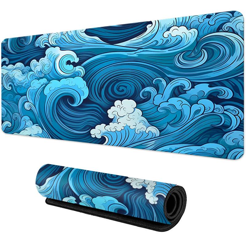 

Japanese Blue Waves Mouse Pad Desk Mat Art XXL Gaming Mouse Pad Office Mousepad 900x400 Nature Rubber Table Mat Desk Accessories 300x600x2mm