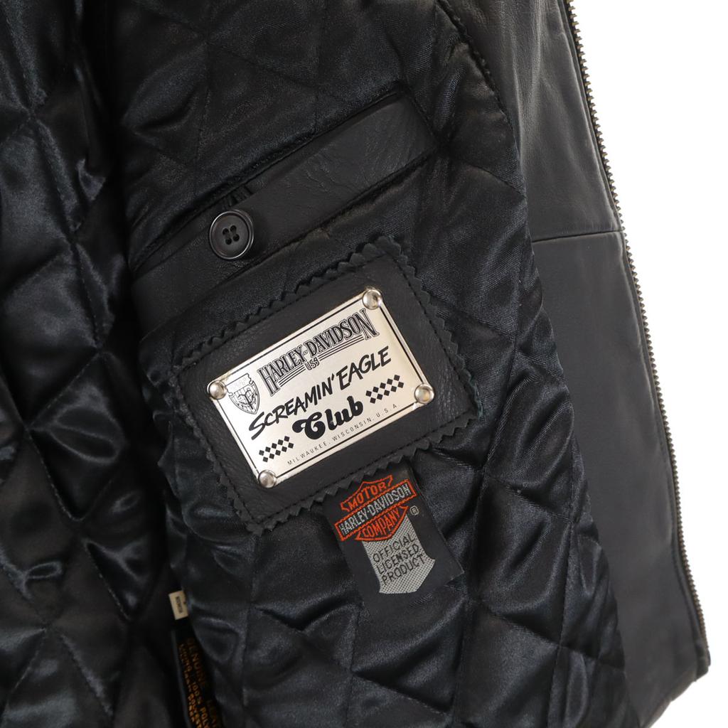 Harley Davidson Kurtka motocyklowa ze skóry naturalnej 36 czarna pojedyncza Męska Używana