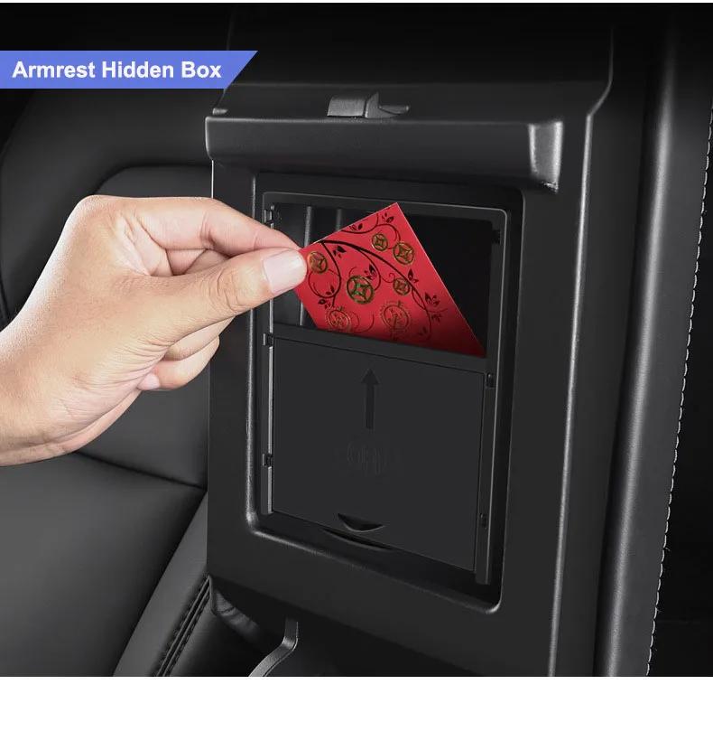 Storage Box for Tesla Model Y 2020-2024 Model 3 2019-2023 Center Console Armrest Trays Hidden Box Webcam Cover Car Accessories