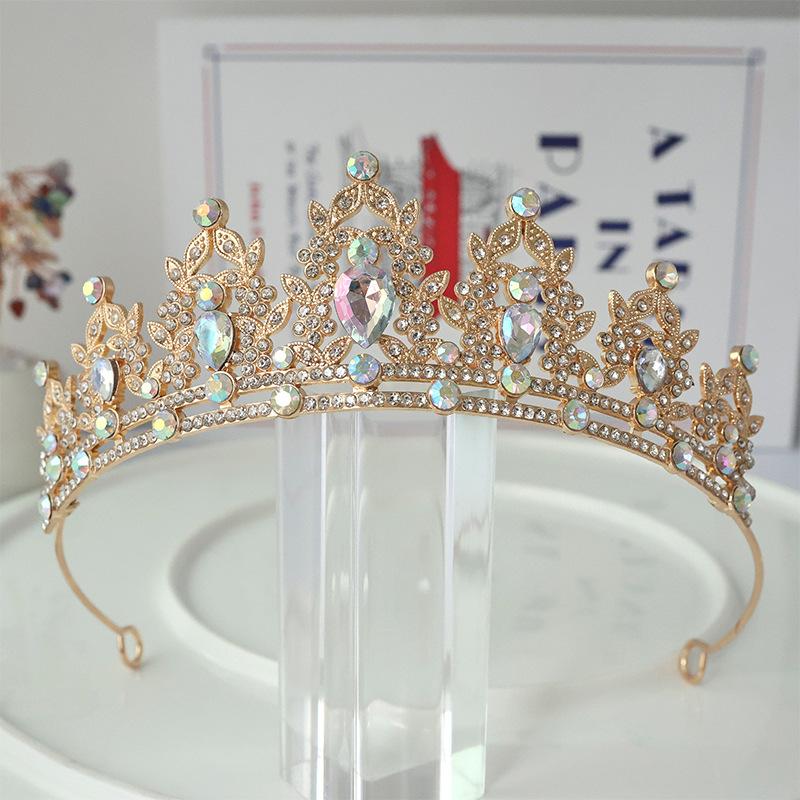 Legierung Kinderkrone Strahlender Diamant Mehrfarbiger Kristall Brautschmuck Prinzessinenkrone Geburtstag und Hochzeit Haarschmuck gray