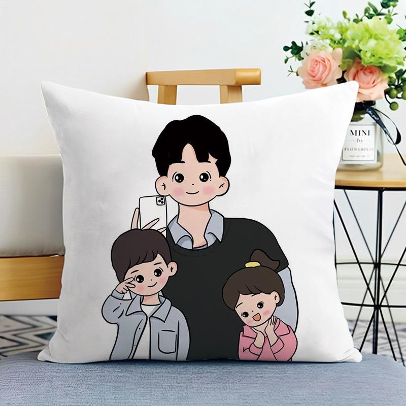 

Happy Family Print Декоративная наволочка для спальни, гостиной, квадратная подушка, наволочка 40x40cm