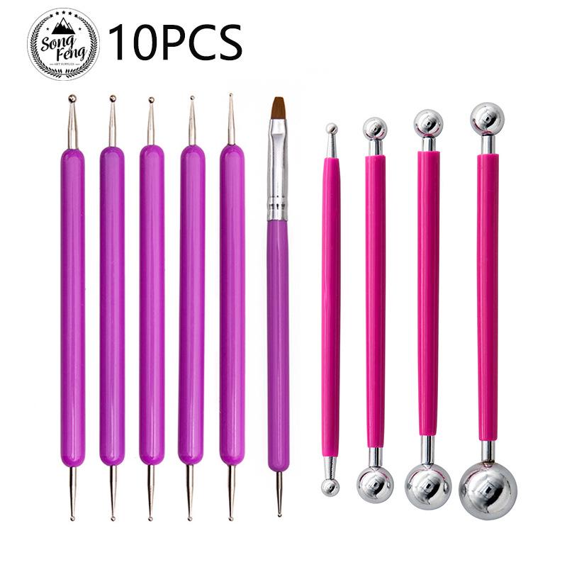 10-Piece Cross-Border Pottery & Clay Tool Set: Silicone Dotting Pens & Indentation Tools