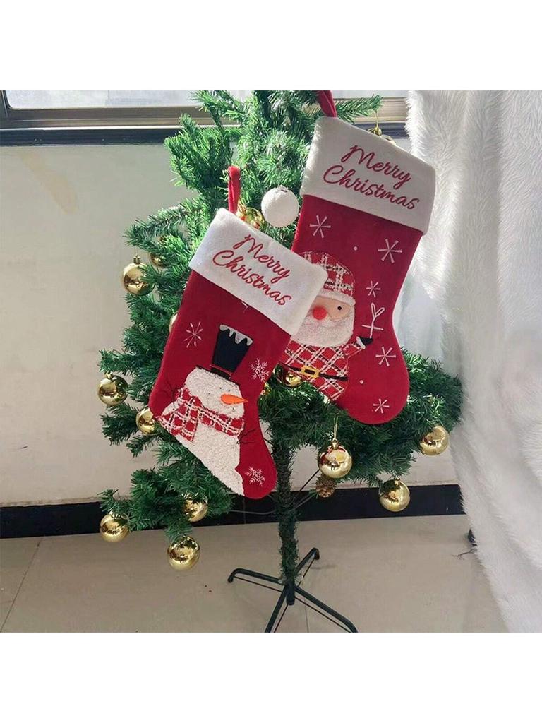 1PC Cartoon Snowman Old Man Elk Pattern Christmas Socks Gift Bag New Year Christmas Decorations Pendant Gift Props