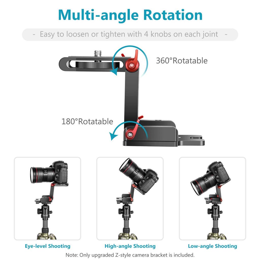 NEEWER Upgraded Tilt Tripod Head with 4 Quick Release Plate and Spirit Aluminum Compatible with DSLR and Maximum Load 3kg Z-Flex Head, Z-Type