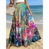 Women's Plus Size Elegant and Fashionable Half Skirt, Casual Printed Midi Skirt, Abstract Colorful Prosperous Scene Print