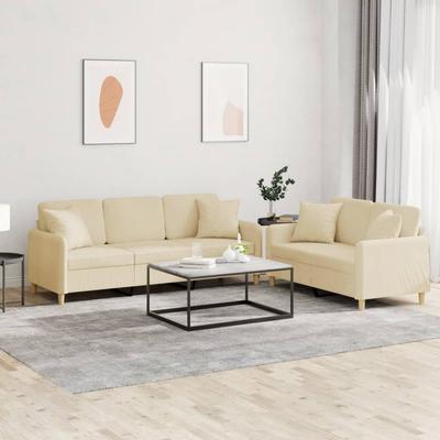 Vidaxl 2-Cz. Relaxation Set With Cushions, Cream, Fabric