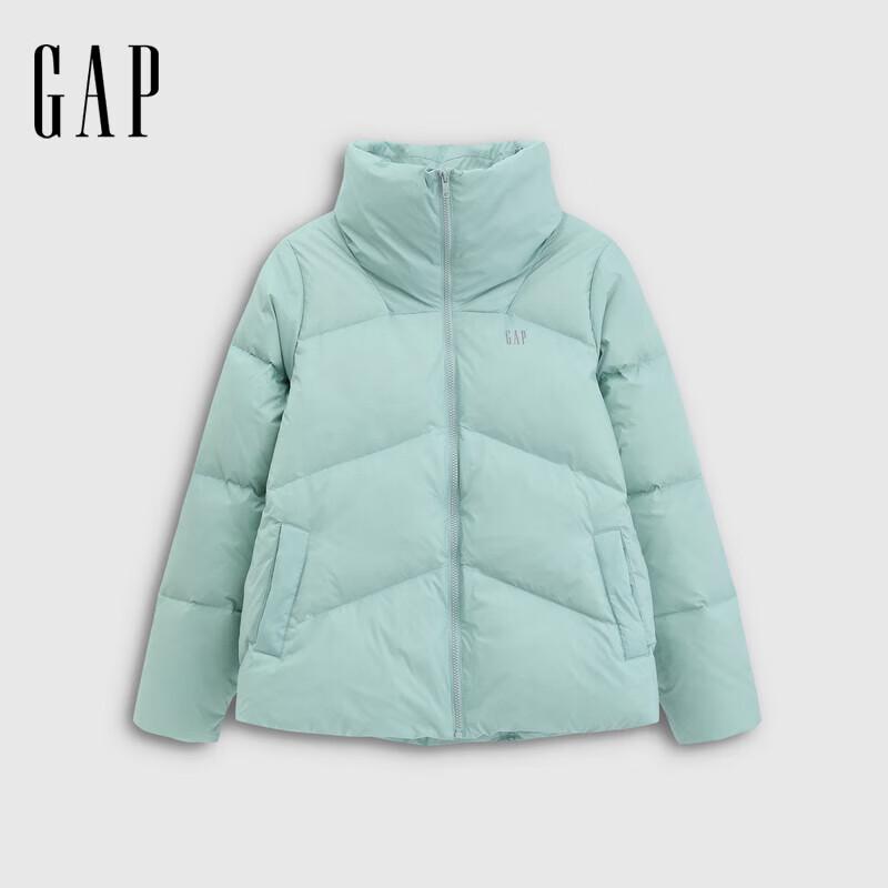 

GAP Women s Printed Logo High Stand Collar Puffer Jacket S