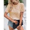 Top da Donna Rosa con Paillettes a Manica Corta Girocollo Casual da Festa Vestibilità Larga Camicetta Maglietta