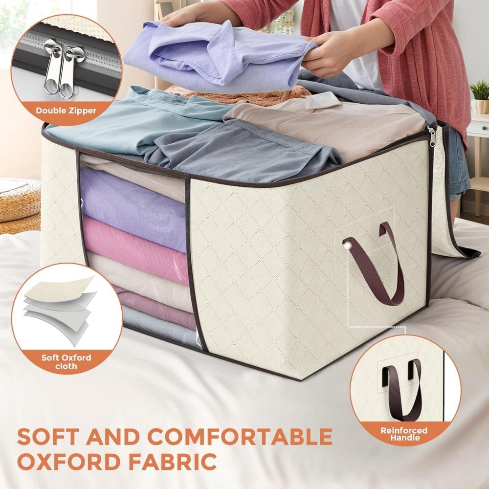 Large Storage Bags,  Clothes Storage Bins Foldable Closet Organizers Storage Containers for Clothing Blanket Comforters Bed Sheets Pillows and Toys