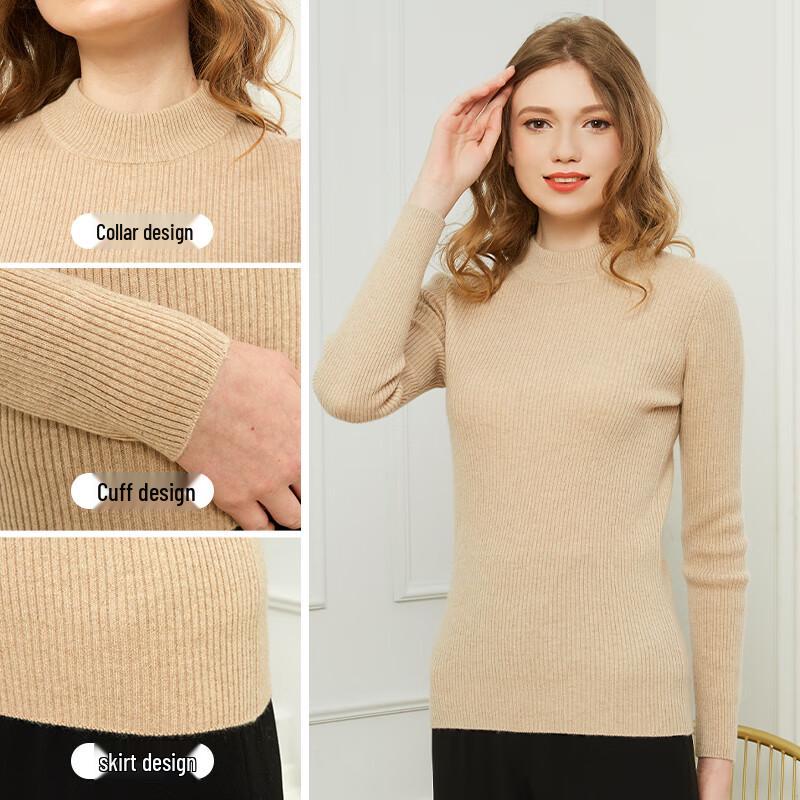 Hengyuanxiang Women's Striped Cashmere Round Neck Sweater