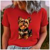 Cotton  Cute Smiling Yorkshire Terrier Puppy Print Women T Shirt Fluffy Yorkie Dog Graphic Pet Lover Casual Short Sleeve Tee