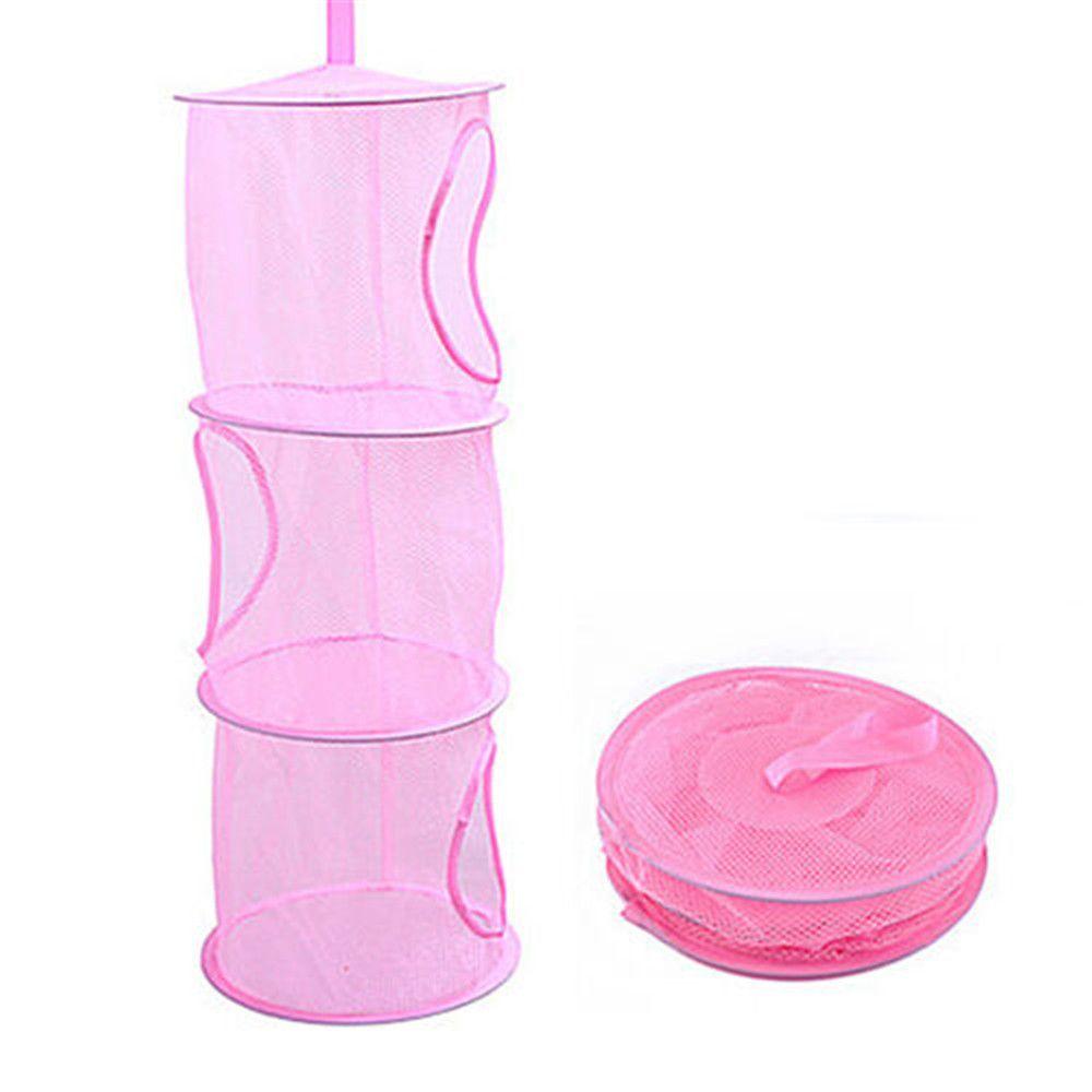 

Net Bra Organizer 3 Shelf Toy Storage Organizer Storage Basket Hanging Bag Closet Hanger рожевий