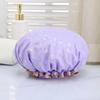 1PCS Waterproof Shower Cap Leopard Print Double Layer Elastic Shower Hair Cover Reusable Wave Point Shower Cap Bathroom Supplies