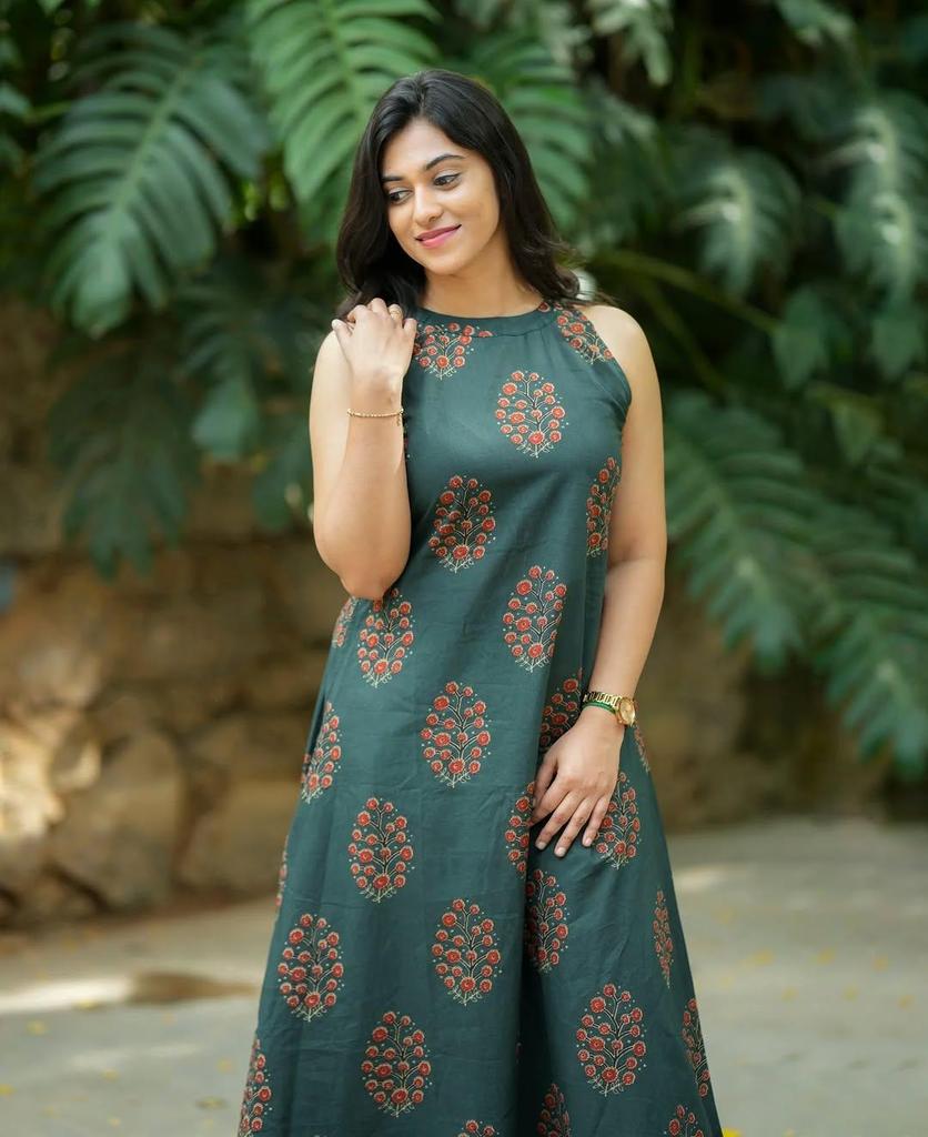 Dámský partyový designový set Kurta a kalhoty Indická Bollywoodová tunika Kurti Bavlna s potiskem