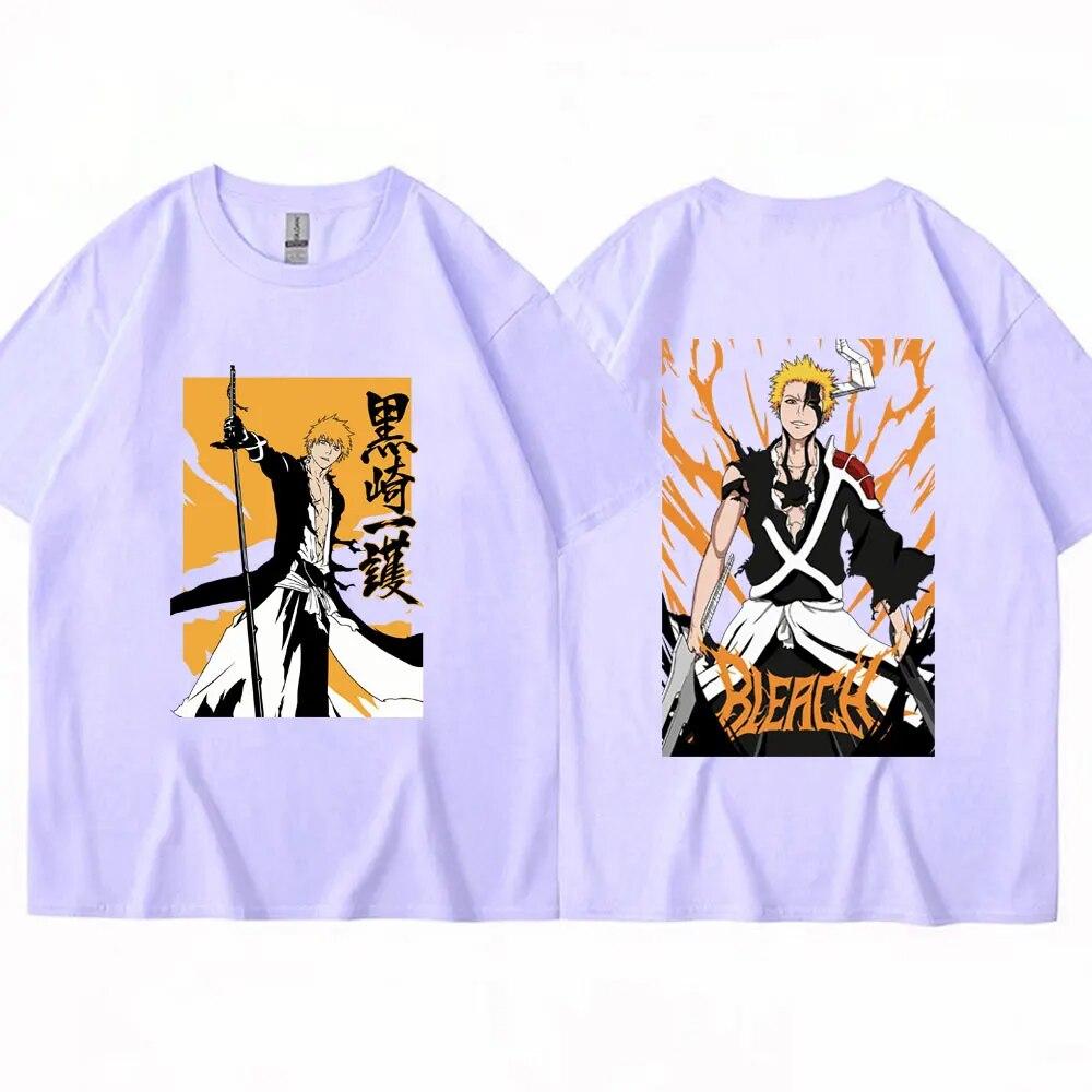Japan Anime Bleach Kurosaki Ichigo T Shirt Unisex Women Fashion Oversized T-shirt Harajuku Short Sleeve Hip Hop T-shirts Streetwear