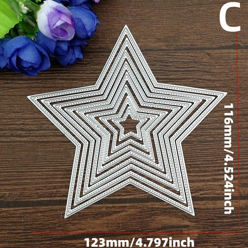 Multilayer Circular Pentagram Scrapbooking DIY Cutting Dies Carbon Steel Embossing Pattern Cutting Die Geometric Pattern Bow