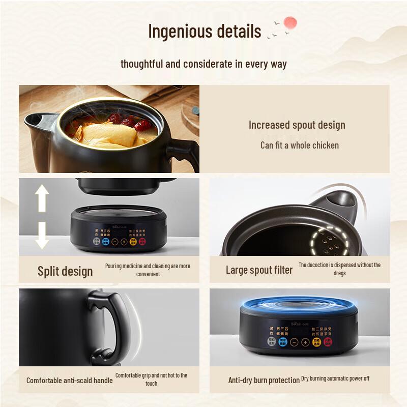 Bear Automatic Ceramic Herbal Medicine Pot CN plug (adapter included)