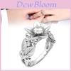 Stunning Floral Leaf Rhinestone Ring For Women Elegant Zirconia Jewelry Accessory