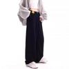 New Autumn/Winter Plus-Size Black Wide-Leg Fleece-Lined Jeans, Loose Slimming Fit for Pear-Shaped Figures.