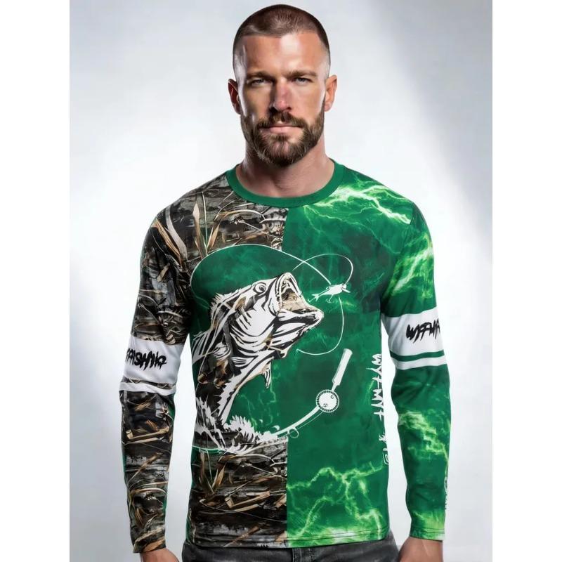Summer Men's 3D Printed Crew Neck Long Sleeve T-Shirt Fashion Versatile Breathable Trend Casual