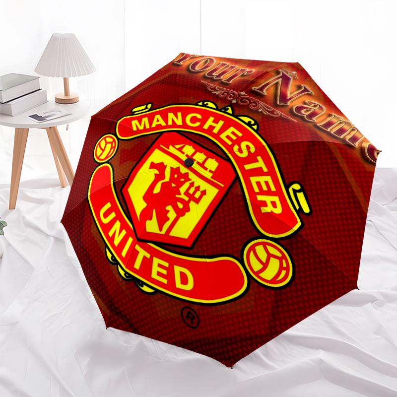 Personalized Name M-Manchester Print Umbrella, UV Shielding. It Has Eight Sturdy Ribs for Outdoor Use And Perfect As a Holiday Gift