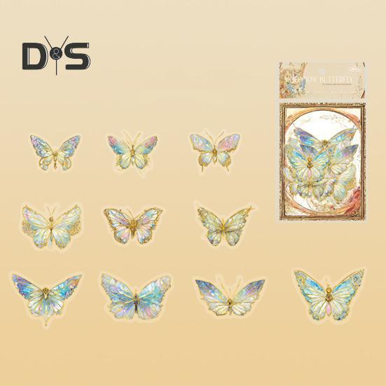 20 Stück Schmetterlingsaufkleber, glitzernd, holografisch, transparent, ästhetische Aufkleber für Art Journaling, Scrapbook, Junk Journal, Kartenherstellung, DIY-Basteln