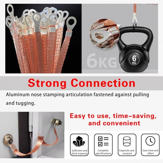 5 PCS Automotive Engine Grounding Strap, Flexible Tensile-Resistant Copper Braided Distribution Box Bridge Jumper, Car Multi-Purpose Heavy-Duty