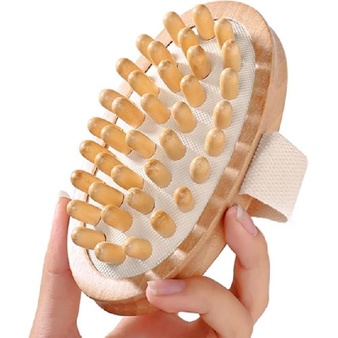 Natural Wooden Handheld Wood Therapy Massage Tool, Used for Fat and improving Lymphatic Blood Circulation, Dry Brush for Removing Dead Skin, SPA