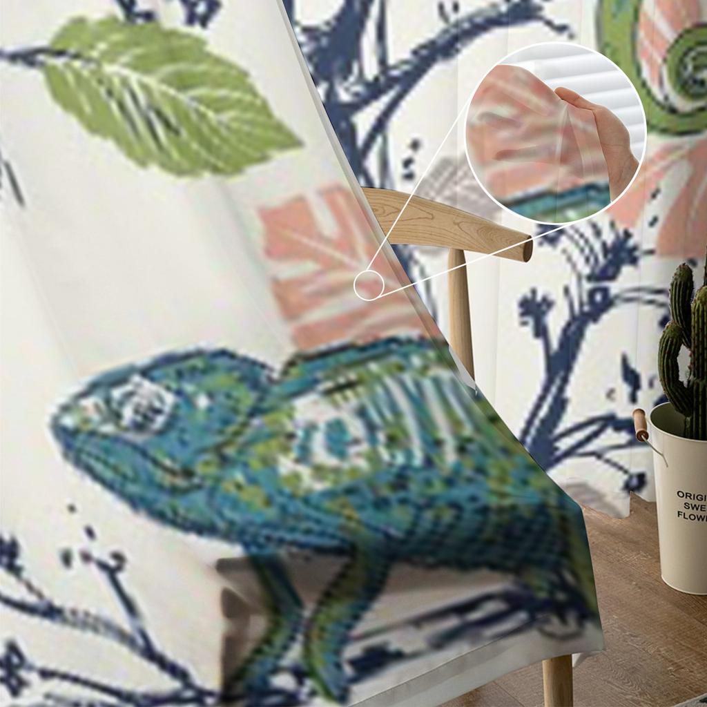 Kameleony I Rośliny Tiulowe Zasłony Do Salonu Przezroczysta Zasłona Sypialnia Woal Organza Dekoracyjne Aranżacje Okienne