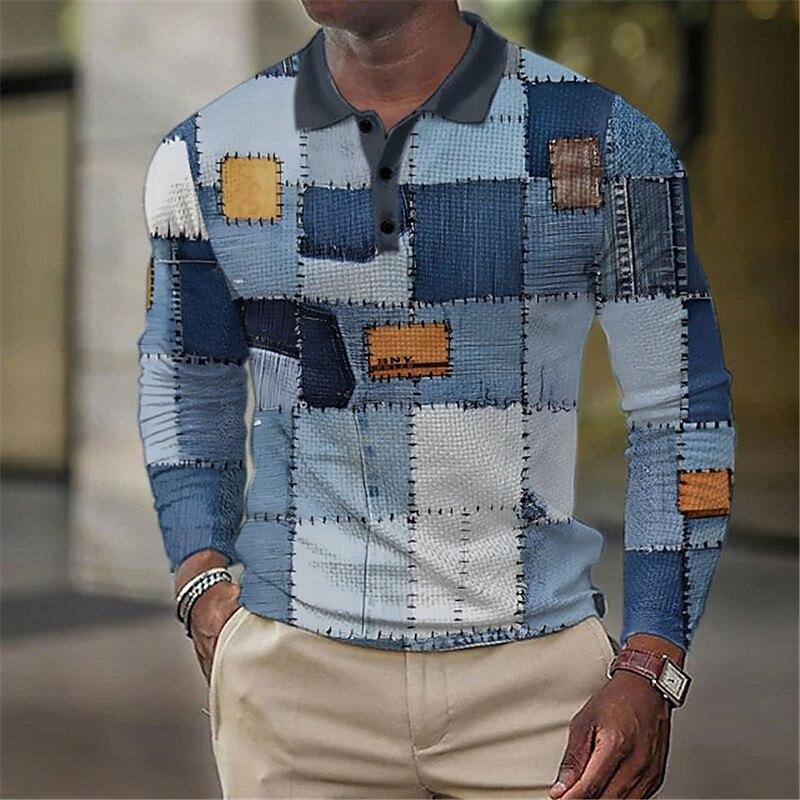 Polo a Maniche Lunghe con Stampa Note Musicali & Tasti di Pianoforte, Abbigliamento Casual alla Moda
