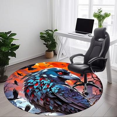 1pc Raven Sky Office Round Area Rug, Under Office Chairs Bedroom Living Room Home Decor, Room Deco, Available In Various Sizes