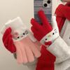Cute Cartoon Hello Kitty Plush Gloves Student Cycling Winter Warm Five-Finger Gloves  Accessories Holiday Gifts