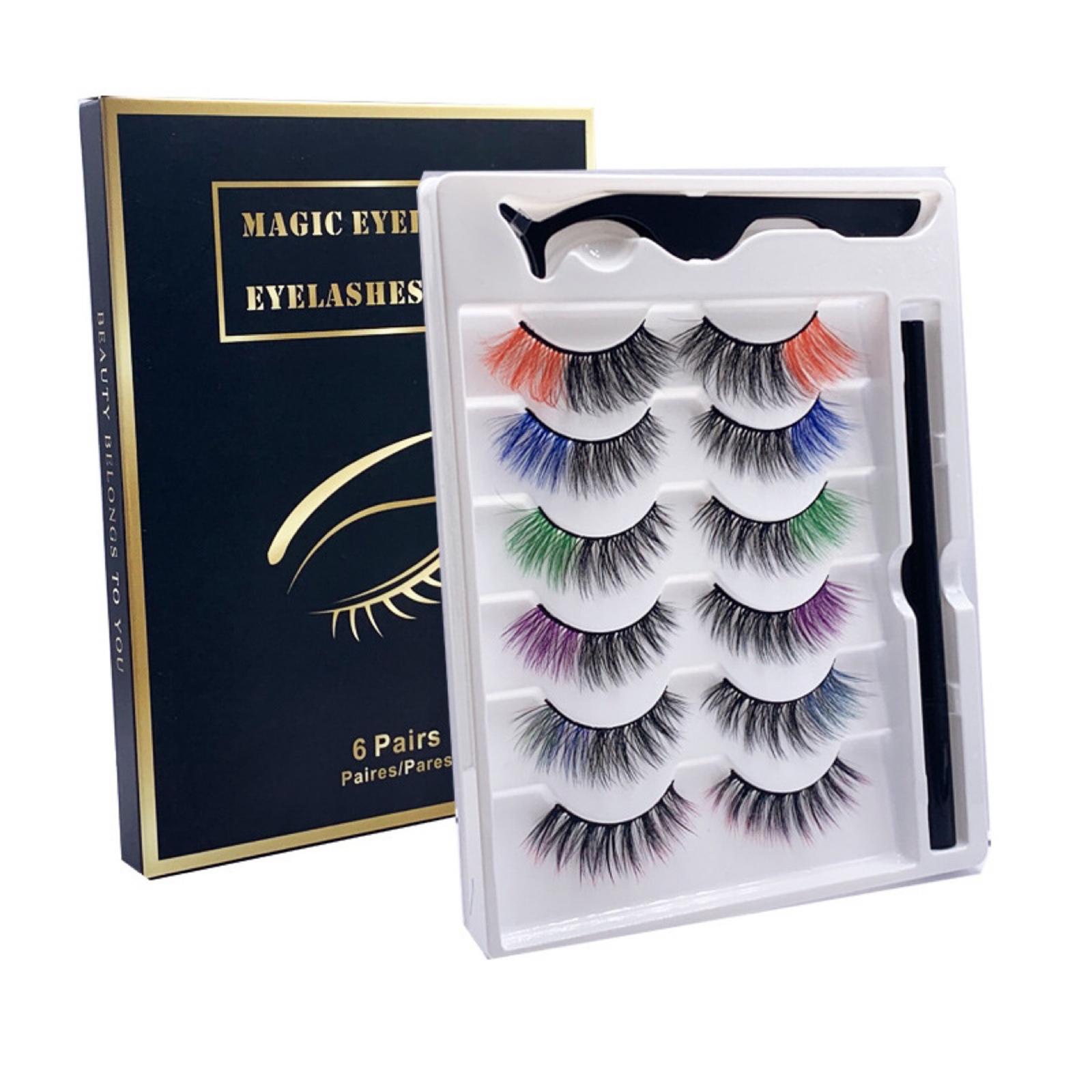 

Цветные ресницы Подводка для глаз Набор ресниц Шесть пар ресниц разноцветный