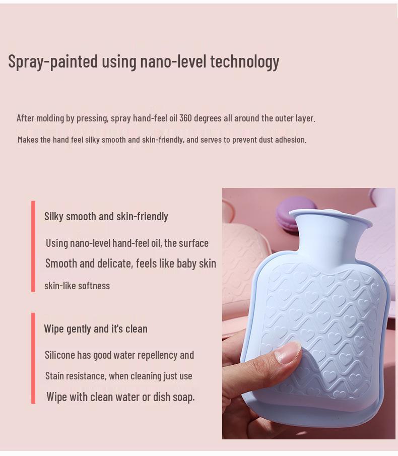 Silicone Hot Water Bottle - Macaron Colors, Large Capacity, Pour-In Design