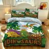 3-teiliges Cartoon-Dinosaurier-Druck-Bettwäscheset Thema Jurassic Kinder Weich Mikrofaser Bettwäscheset mit Kissenbezügen Schlafzimmer Dekor Geschenk