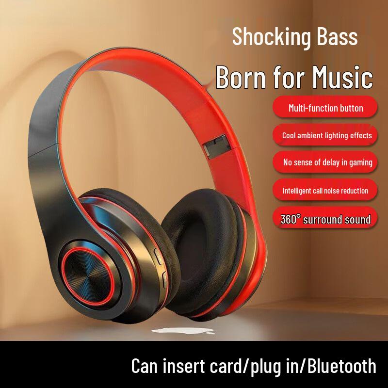 

B39 Wireless Bluetooth Heavy Bass Gaming & Music Earphones with Card Slot
