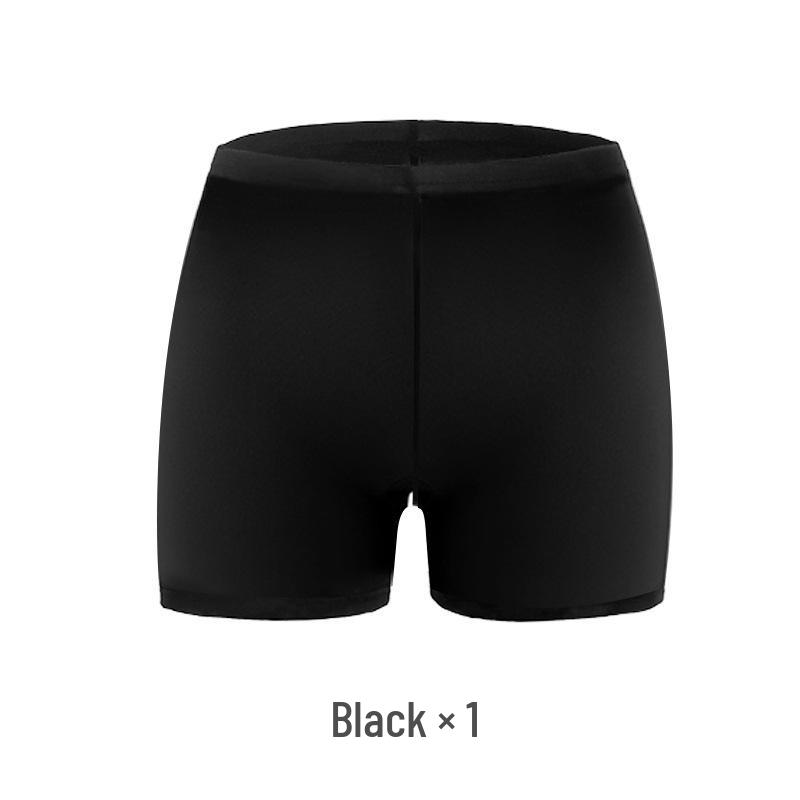 ITO Women's Plus Size Anti-Exposure Ribbed Ice Silk Safety Shorts - Summer Three-Quarter Length Protective Base Layer