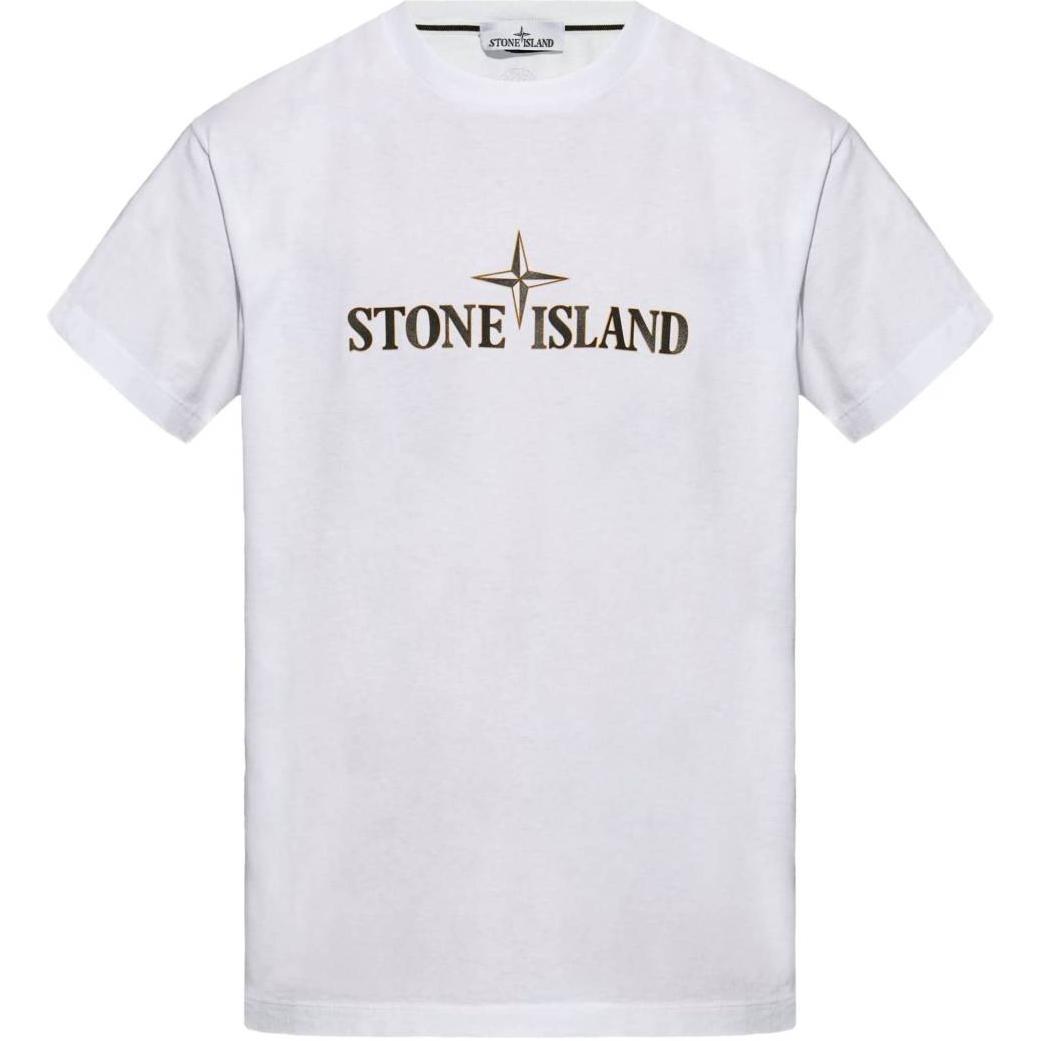 Stone Island Najaar 2024 Logo Ronde Hals Korte Mouw T-shirt Heren Tops Wit 81152NS80-V0001 XL