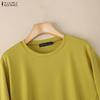 ZANZEA Women Casual Round Neck Solid Color 3/4 Sleeve Loose T-Shirts