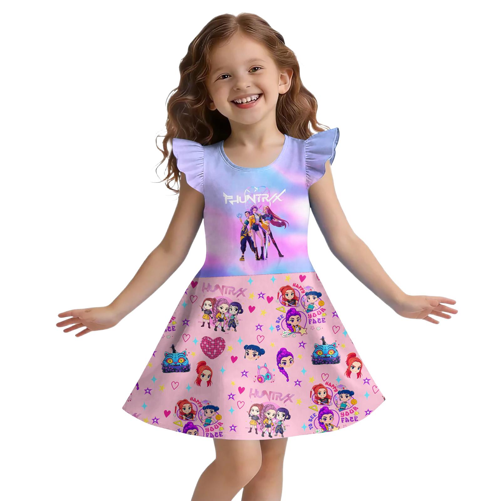 

Children s Sleeveless U-neck Summer A-line Floral Casual Holiday Dress 160 небо синє кольору