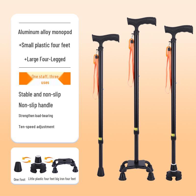 Lefu Adjustable Lightweight Aluminum Walking Cane with Anti-slip Base