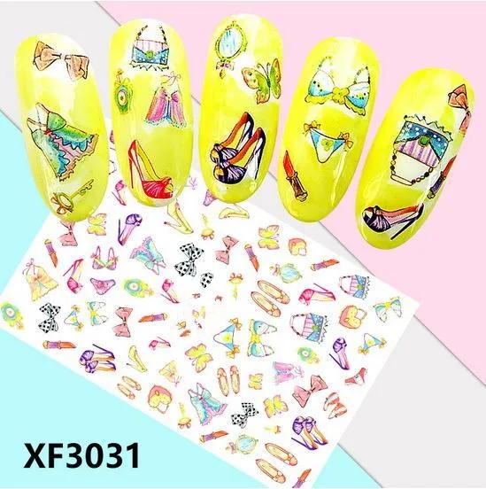 

Hot Ultra-thin Gel Nail Stickers with Various Styles of Flower Animal Lip Water Cover Manicure Nail Decoration XF3031