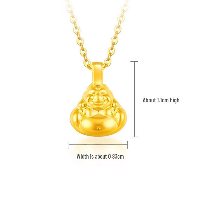 999 Solid Gold Small Maitreya Buddha Pendant Necklace - Big-Bellied Buddha Jewelry Gift Pendant Only