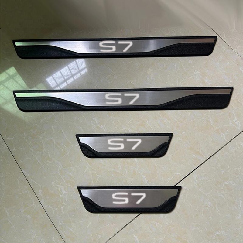Fit GAC S7 EV 2025 2026 Car Door Sill Scuff Plate Protect Pedal Guard Threshold Doorstep Stainless Steel Plastic Car Accessory