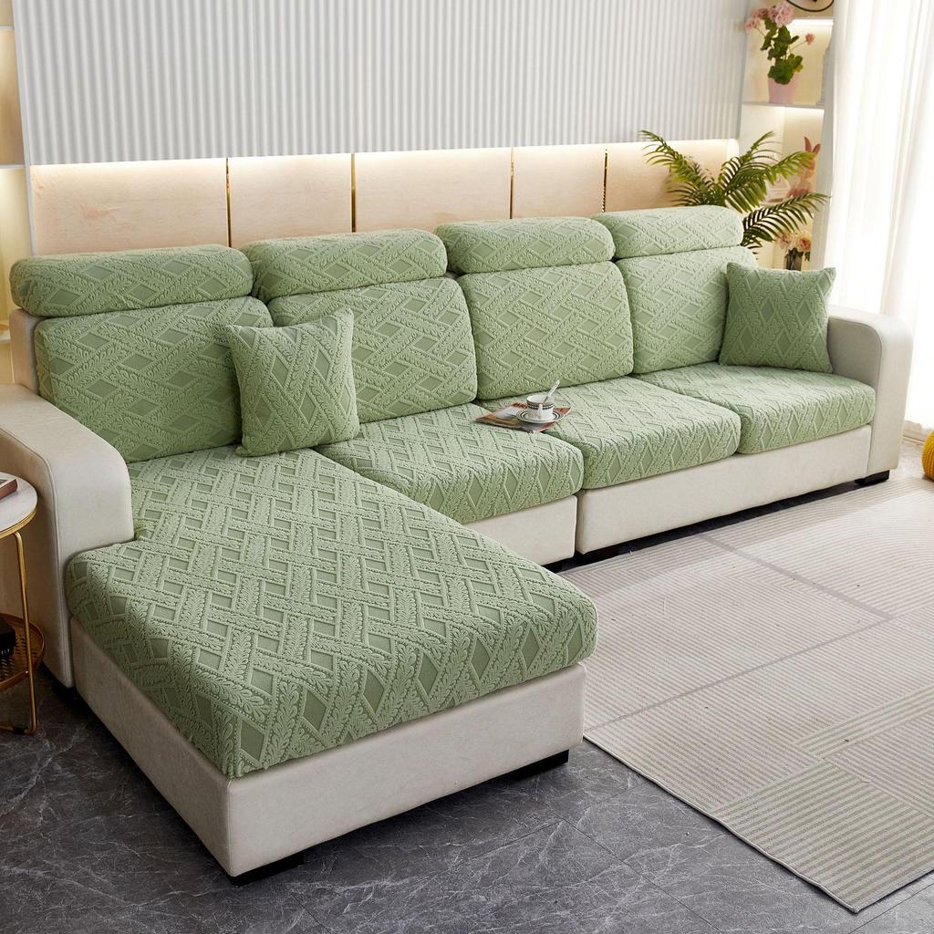 Thickened Jacquard Velvet Elastic Sofa Cover with Cushion Cover.