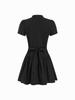 Europese en Amerikaanse Dames Plaid Hoge Hals Pofmouw Mini Jurk