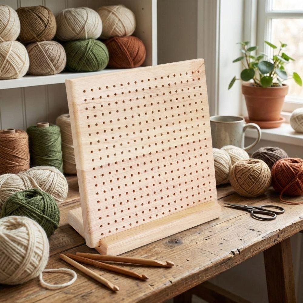 DIY Crochet Blocking Boards Square Wooden Knitting Blocking Mat 10/15/20cm with Base and Rod Pins Pottery Clay Base Plug Board