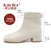 Square Head Short Boots Women's New Winter Velvet Thick Heel Short Tube Thin Boots British Martin Boots