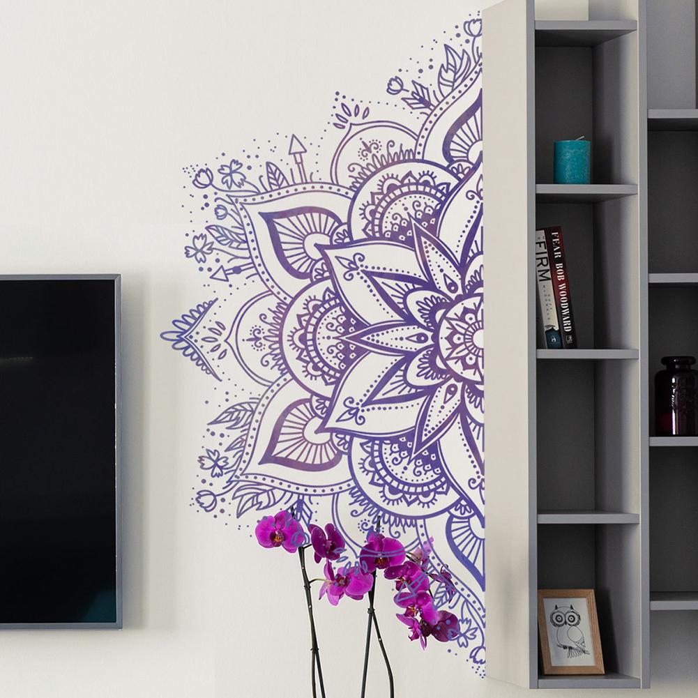 Lotus Wall Sticker Boho Mandala Flower Removable Wall Decals For Living Room Bedroom Tv Wall Decoration