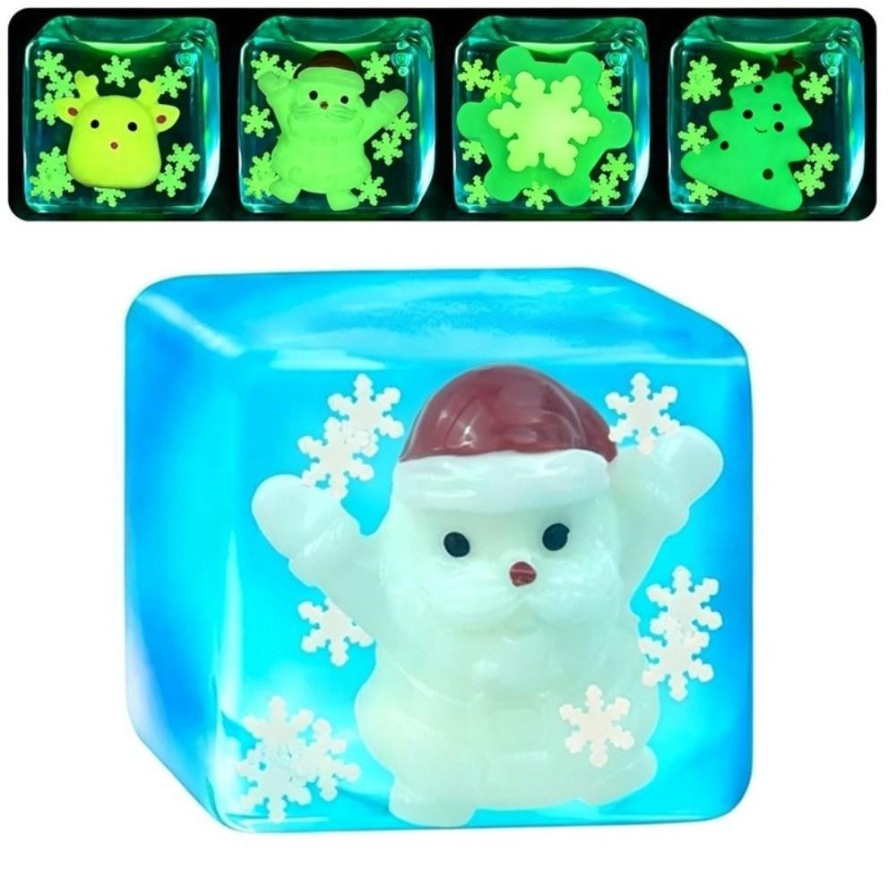 Glow In The Dark Ice Cube Squishy TPR Squishy Fidget Toy Christmas Squeezed Cube Christmas Gift